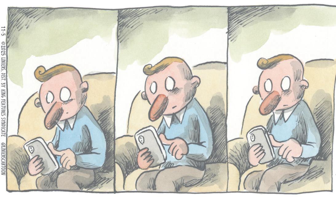 Fiction OCR: m. 11-5 2025 LINIERSDIST. BY KING FEATURES SYNDICATE @LINIERSCARTOON m m . 11-5 2025 LINIERSDIST . BY KING FEATURES SYNDICATE @LINIERSCARTOON m