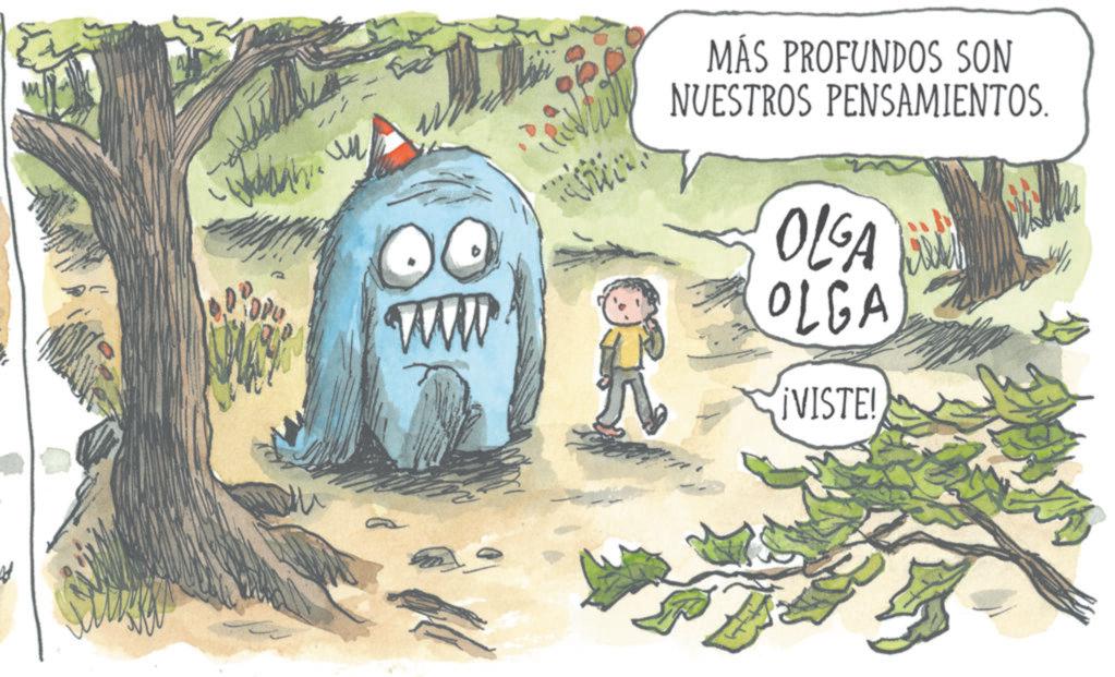 Animated cartoon OCR: M wwww MÁS PROFUNDOS SON NUESTROS PENSAMIENTOS. OLGA OLGA ¡VISTE! M wwww MÁS PROFUNDOS SON NUESTROS PENSAMIENTOS . OLGA OLGA ¡ VISTE !