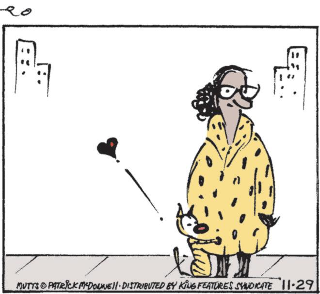 Line art OCR: 20 n MUTTS © PATRICK M-DOWNE • DISTRIBUTED BY KING FEATURES SYNDICATE 11.29 20 n MUTTS © PATRICK M - DOWNE • DISTRIBUTED BY KING FEATURES SYNDICATE 11.29
