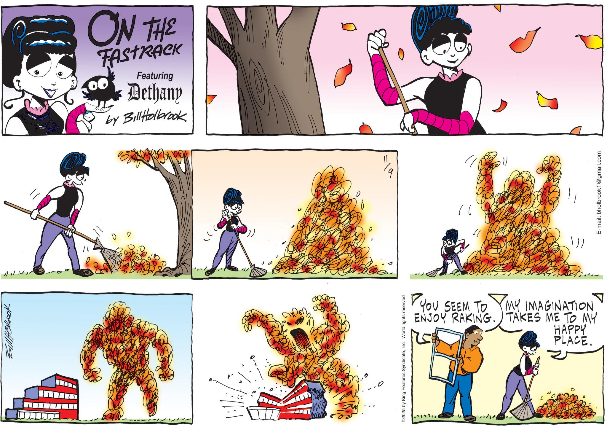 Comic book OCR: Bill Hebook --- ?? ON THE Featuring Dethany by BillHolbrook " " ? ? YOU SEEM TO MY IMAGINATION ENJOY RAKING. TAKES ME TO MY HAPPY PLACE. E-mail: bholbrook1@gmail.com Bill Hebook --- ?? ON THE Featuring Dethany by BillHolbrook " " ? ? YOU SEEM TO MY IMAGINATION ENJOY RAKING . TAKES ME TO MY HAPPY PLACE . E - mail : bholbrook1@gmail.com