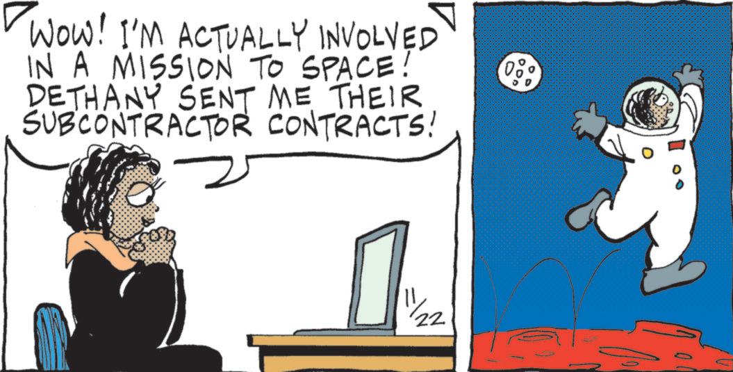 Fiction OCR: ? WOW! I'M ACTUALLY INVOLVED IN A MISSION TO SPACE! DETHANY SENT ME THEIR SUBCONTRACTOR CONTRACTS! 11/22 ? WOW ! I'M ACTUALLY INVOLVED IN A MISSION TO SPACE ! DETHANY SENT ME THEIR SUBCONTRACTOR CONTRACTS ! 11/22
