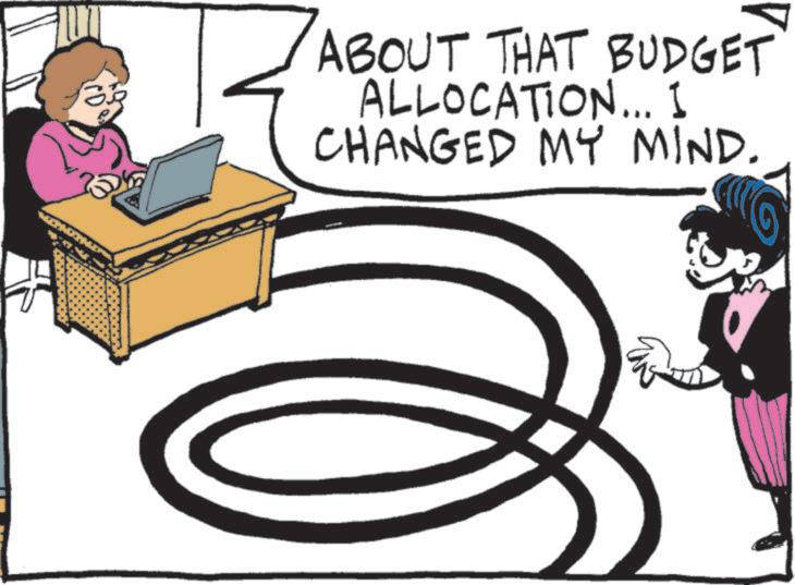 Fiction OCR: ABOUT THAT BUDGET ALLOCATION... I CHANGED MY MIND. ABOUT THAT BUDGET ALLOCATION ... I CHANGED MY MIND .