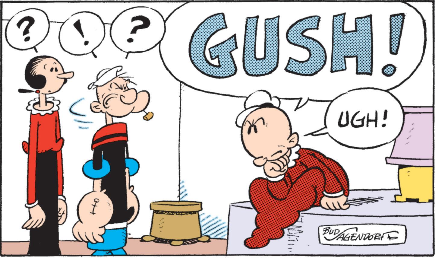 Humour OCR: ? GUSH! UGH! ?????? BUD AGENTORI ? GUSH ! UGH ! ?????? BUD AGENTORI