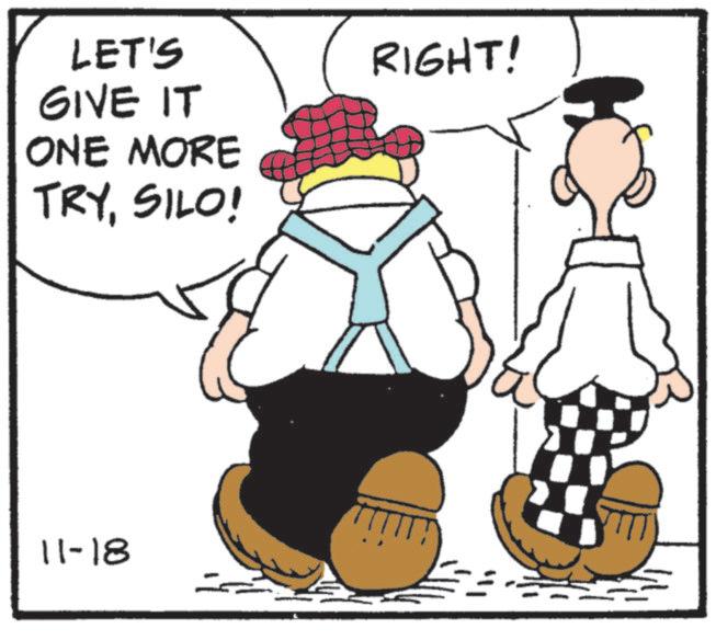 Fictional character OCR: LET'S GIVE IT ONE MORE TRYSILO! 11-18 RIGHT! LET'S GIVE IT ONE MORE TRYSILO ! 11-18 RIGHT !