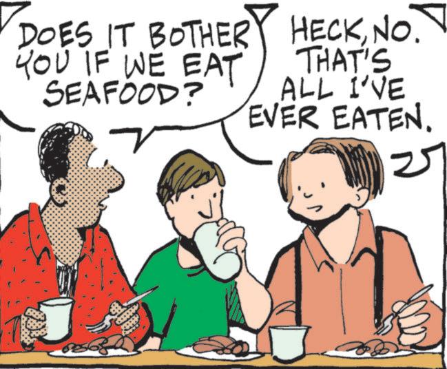 Fast food OCR: DOES IT BOTHER YOU IF WE EAT SEAFOOD? HECKNO. THAT'S ALL I'VE EVER EATEN. DOES IT BOTHER YOU IF WE EAT SEAFOOD ? HECKNO . THAT'S ALL I'VE EVER EATEN .