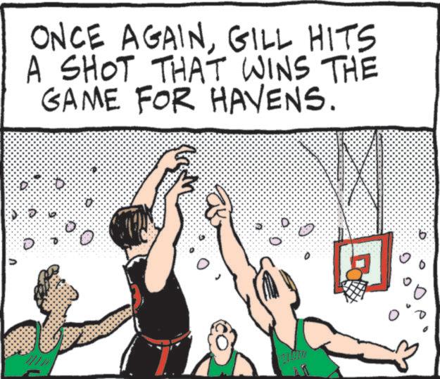 Basketball player OCR: ONCE AGAINGILL HITS A SHOT THAT WINS THE GAME FOR HAVENS. 0 U :0 0 D D ONCE AGAINGILL HITS A SHOT THAT WINS THE GAME FOR HAVENS . 0 U : 0 0 D D
