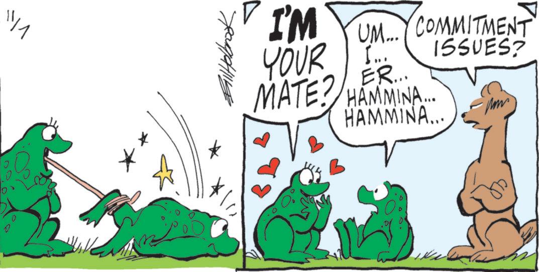 Fictional character OCR: ?? All Holbrook I'M UM... COMMITMENT ISSUES? I... ER... YOUR MATE? HAMMINA... HAMMINA... N ?? All Holbrook I'M UM ... COMMITMENT ISSUES ? I ... ER ... YOUR MATE ? HAMMINA ... HAMMINA ... N