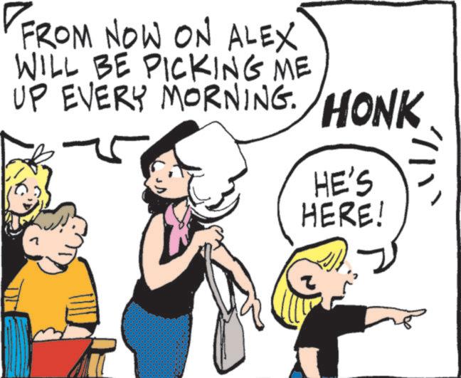 Fiction OCR: FROM NOW ON ALEX WILL BE PICKING ME UP EVERY MORNING. HONK HE'S HERE! ? FROM NOW ON ALEX WILL BE PICKING ME UP EVERY MORNING . HONK HE'S HERE ! ?