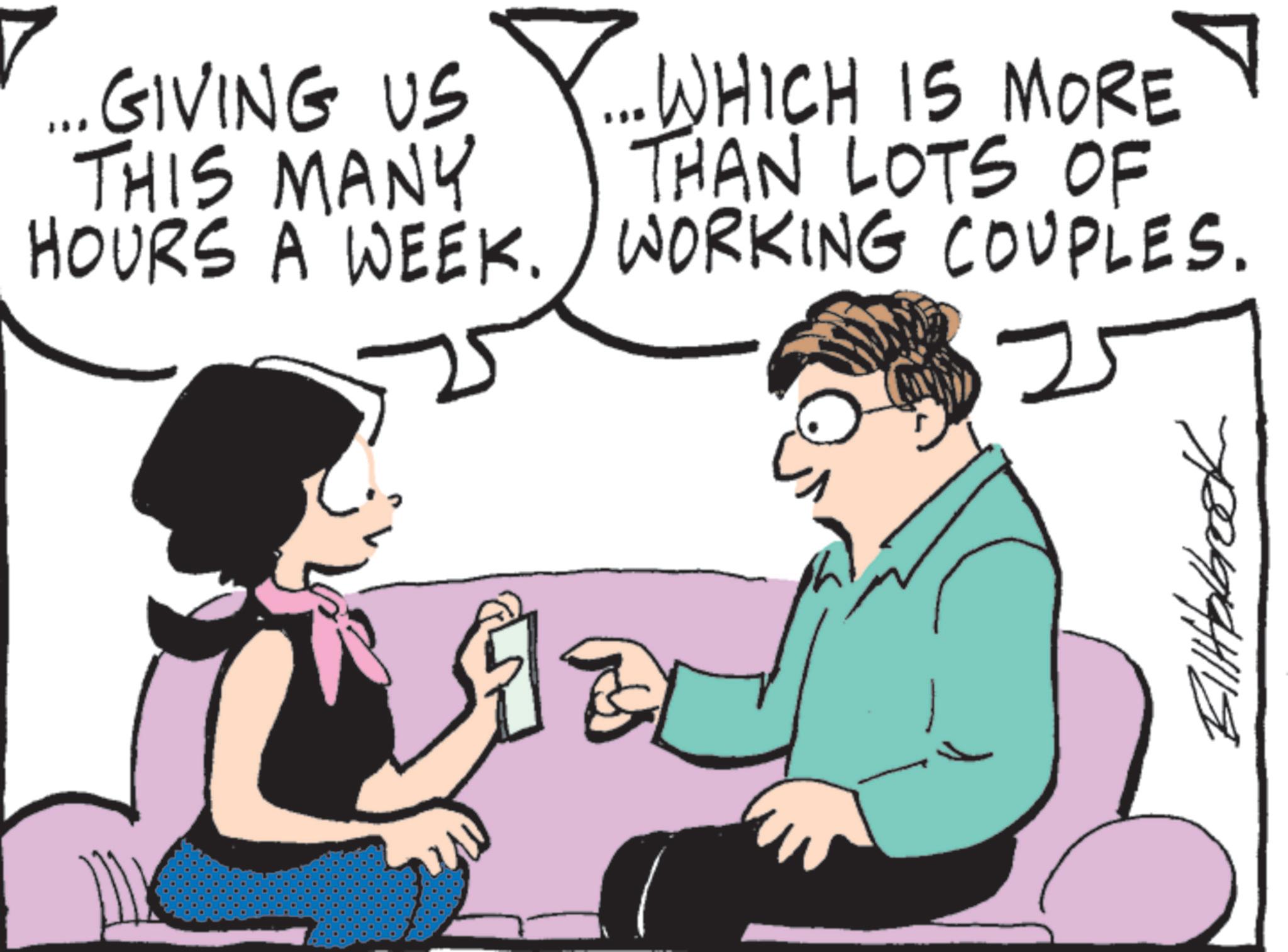 Sharing OCR: ... GIVING US THIS MANY HOURS A WEEK. • WHICH IS MORE ? THAN LOTS OF WORKING COUPLES. And Billabrook ... GIVING US THIS MANY HOURS A WEEK . • WHICH IS MORE ? THAN LOTS OF WORKING COUPLES . And Billabrook