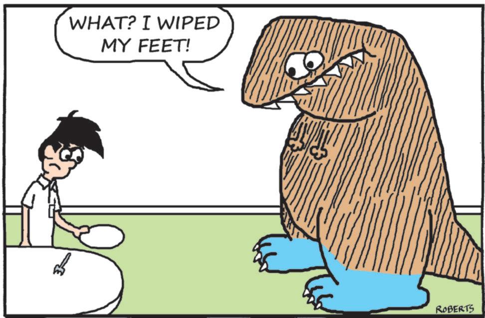 Line art OCR: WHAT? I WIPED MY FEET! ROBERTS WHAT ? I WIPED MY FEET ! ROBERTS