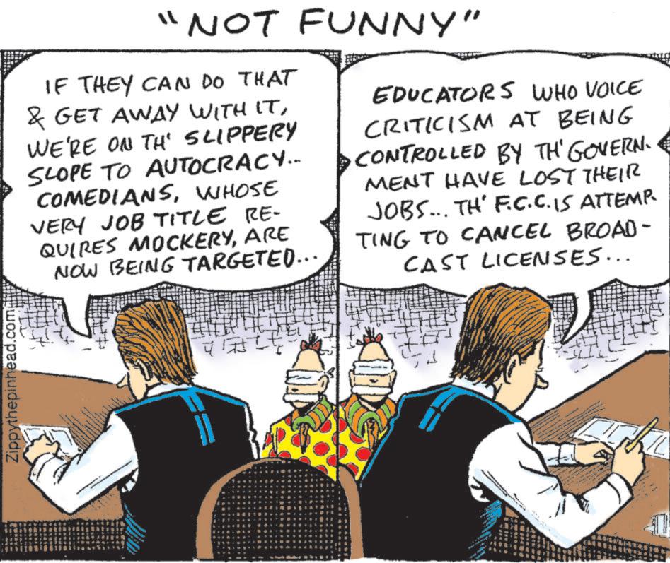 Fictional character OCR: Zippythepinhead.com "NOT FUNNY" IF THEY CAN DO THAT & GET AWAY WITH ITWE'RE ON TH' SLIPPERY SLOPE TO AUTOCRACY... COMEDIANSWHOSE VERY JOB TITLE QUIRES MOCKERYARE NOW BEING TARGETED... RE- EDUCATORS WHO VOICE CRITICISM AT BEING CONTROLLED BY TH' GOVERN. 4 MENT HAVE LOST THEIR JOBS... TH' F.C.C. IS ATTEMP. TING TO CANCEL BROAD- CAST LICENSES... Zippythepinhead.com " NOT FUNNY " IF THEY CAN DO THAT & GET AWAY WITH ITWE'RE ON TH ' SLIPPERY SLOPE TO AUTOCRACY ... COMEDIANSWHOSE VERY JOB TITLE QUIRES MOCKERYARE NOW BEING TARGETED ... RE- EDUCATORS WHO VOICE CRITICISM AT BEING CONTROLLED BY TH ' GOVERN . 4 MENT HAVE LOST THEIR JOBS ... TH ' F.C.C. IS ATTEMP . TING TO CANCEL BROAD- CAST LICENSES ...