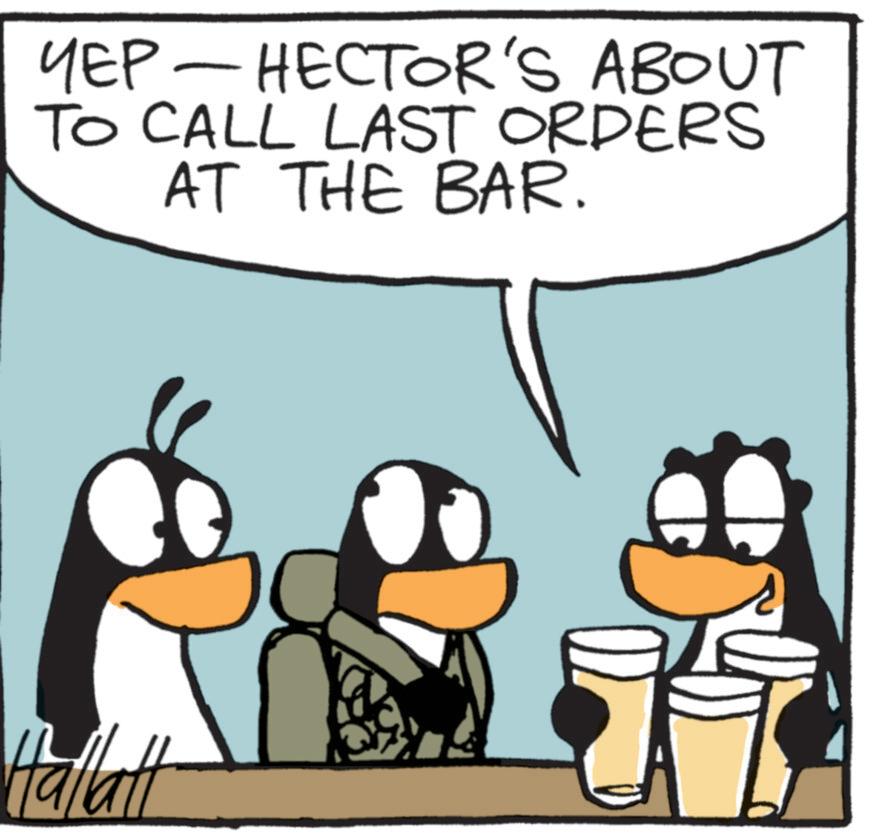 Penguin OCR: YEP HECTOR'S ABOUT TO CALL LAST ORDERS AT THE BAR. Hallatt YEP HECTOR'S ABOUT TO CALL LAST ORDERS AT THE BAR . Hallatt