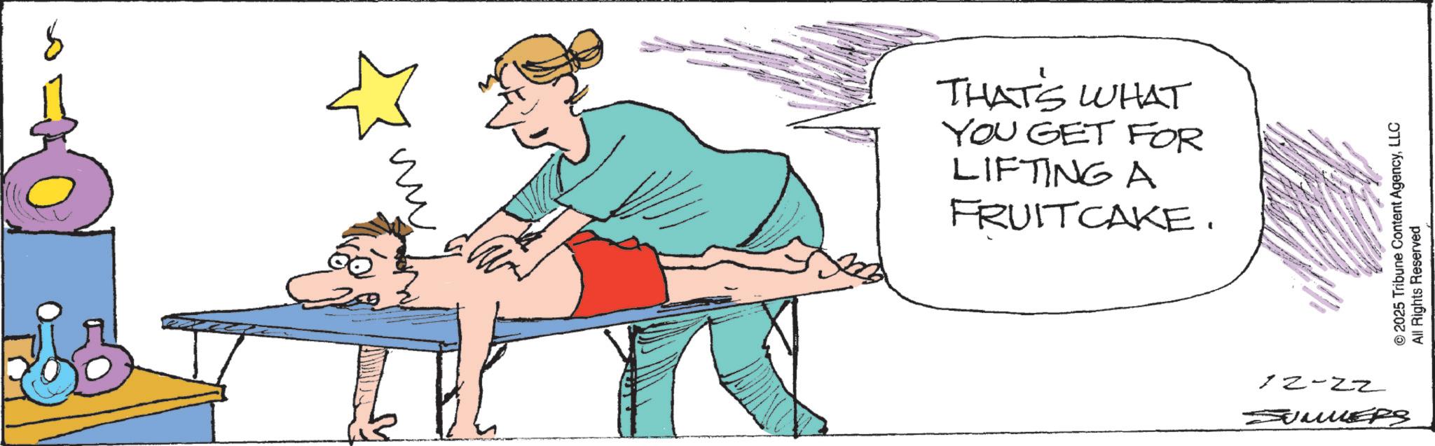 Patient OCR: THAT'S WHAT YOU GET FOR LIFTING A FRUITCAKE. 12-22 SUMMERS © 2025 Tribune Content AgencyLLC All Rights Reserved THAT'S WHAT YOU GET FOR LIFTING A FRUITCAKE . 12-22 SUMMERS © 2025 Tribune Content AgencyLLC All Rights Reserved