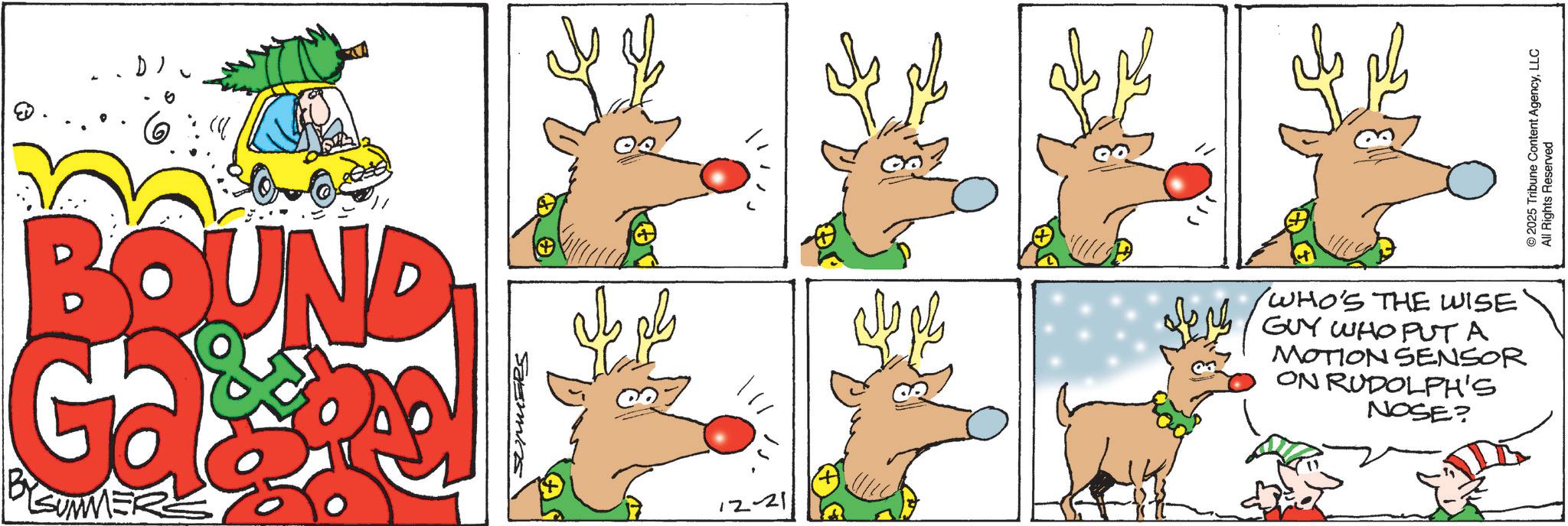 Animation OCR: D. BOUND SUMM Sapmins 12-21 /WHO'S THE WISE GUY WHO PUTA MOTION SENSOR ON RUDOLPH'S NOSE? © 2025 Tribune Content AgencyLLC All Rights Reserved D. BOUND SUMM Sapmins 12-21 / WHO'S THE WISE GUY WHO PUTA MOTION SENSOR ON RUDOLPH'S NOSE ? © 2025 Tribune Content AgencyLLC All Rights Reserved