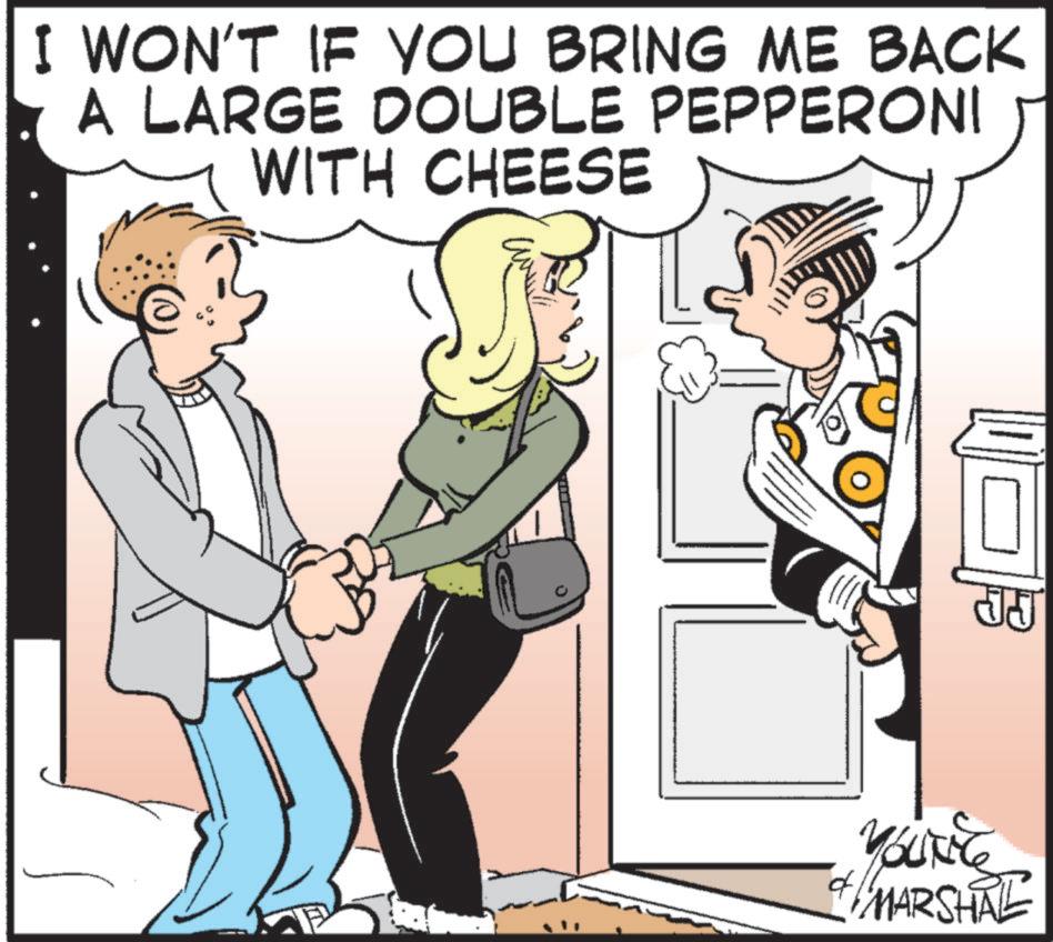 Animated cartoon OCR: I WON'T IF YOU BRING ME BACK A LARGE DOUBLE PEPPERONI WITH CHEESE JJ YOUTC MARSHAL I WON'T IF YOU BRING ME BACK A LARGE DOUBLE PEPPERONI WITH CHEESE JJ YOUTC MARSHAL