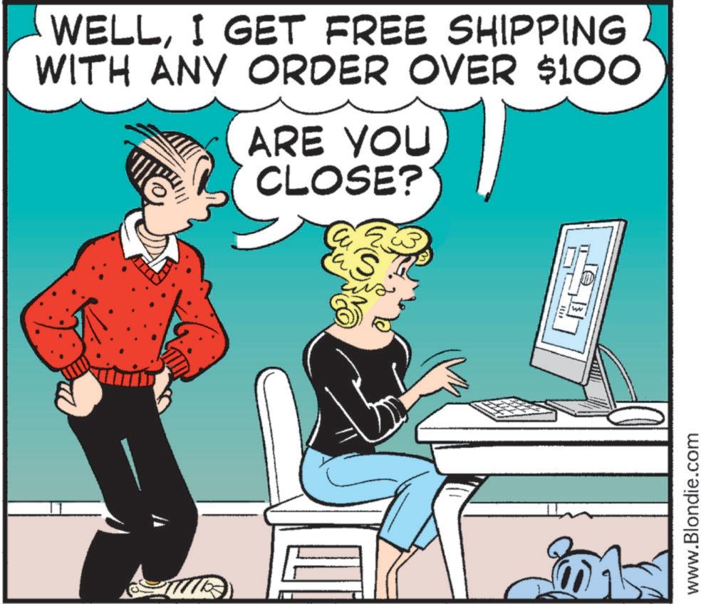 Animated cartoon OCR: WELLI GET FREE SHIPPING WITH ANY ORDER OVER $100 ARE YOU CLOSE? ?? S ww ?? www.Blondie.com WELLI GET FREE SHIPPING WITH ANY ORDER OVER $ 100 ARE YOU CLOSE ? ?? S ww ?? www.Blondie.com