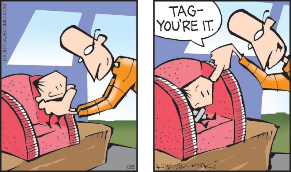 Fictional character OCR: DADDYDAZECOMIC.COM 12/5 TAG- YOU'RE IT. Valeski DADDYDAZECOMIC.COM 12/5 TAG- YOU'RE IT . Valeski