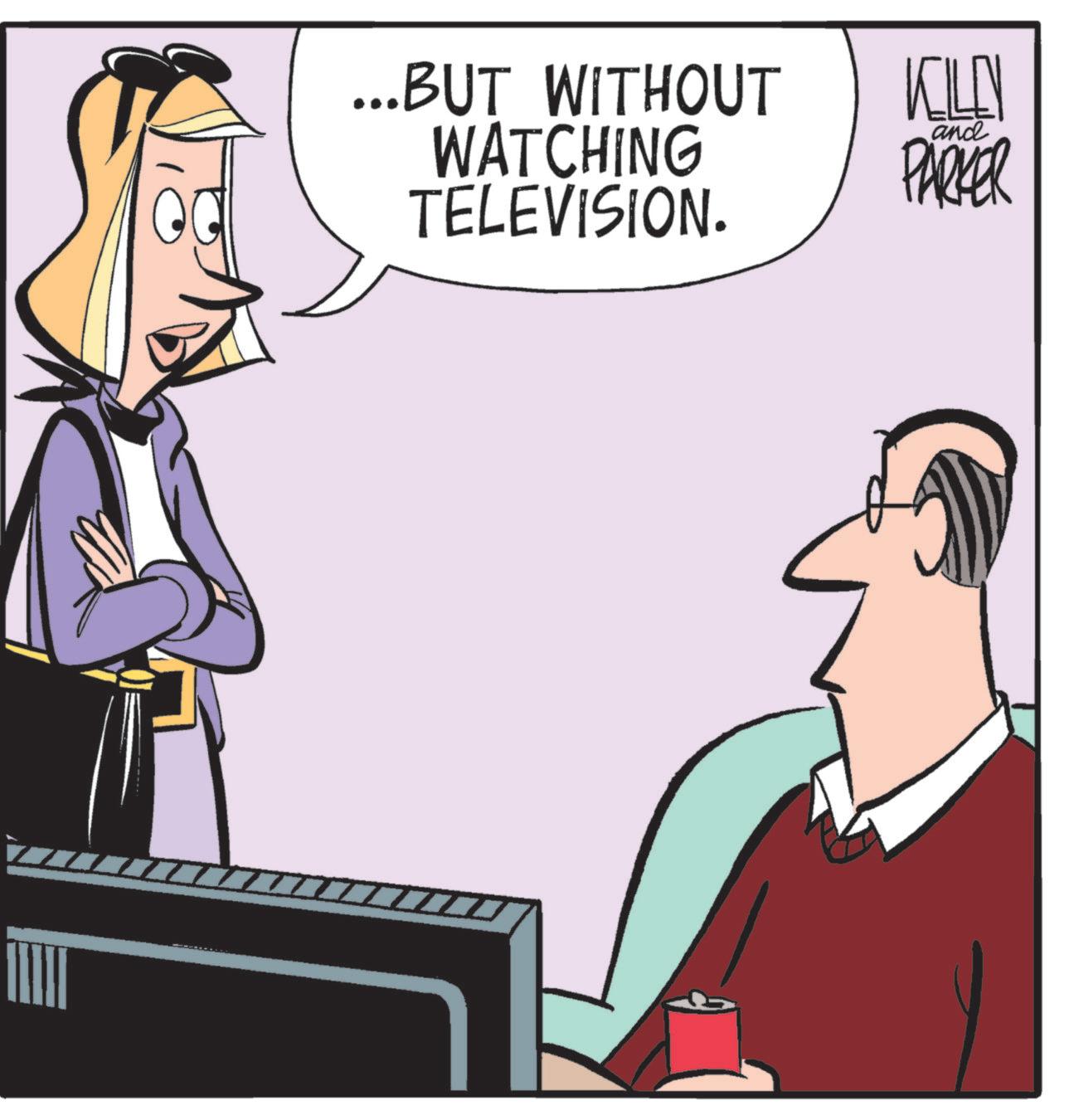 Animated cartoon OCR: ...BUT WITHOUT WATCHING TELEVISION. WILEY and PARKER ... BUT WITHOUT WATCHING TELEVISION . WILEY and PARKER