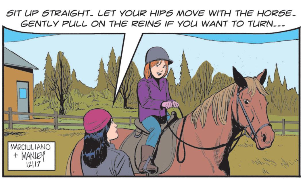 Livestock OCR: SIT UP STRAIGHT- LET YOUR HIPS MOVE WITH THE HORSE_ GENTLY PULL ON THE REINS IF YOU WANT TO TURN___ MARCIULIANO + MANLEY 12/17 y SIT UP STRAIGHT- LET YOUR HIPS MOVE WITH THE HORSE_ GENTLY PULL ON THE REINS IF YOU WANT TO TURN___ MARCIULIANO + MANLEY 12/17 y