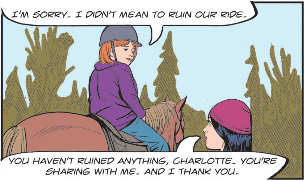 Mare OCR: I'M SORRY. I DIDN'T MEAN TO RUIN OUR RIDE. YOU HAVEN'T RUINED ANYTHINGCHARLOTTE. YOU'RE SHARING WITH ME. AND I THANK YOU. I'M SORRY . I DIDN'T MEAN TO RUIN OUR RIDE . YOU HAVEN'T RUINED ANYTHINGCHARLOTTE . YOU'RE SHARING WITH ME . AND I THANK YOU .