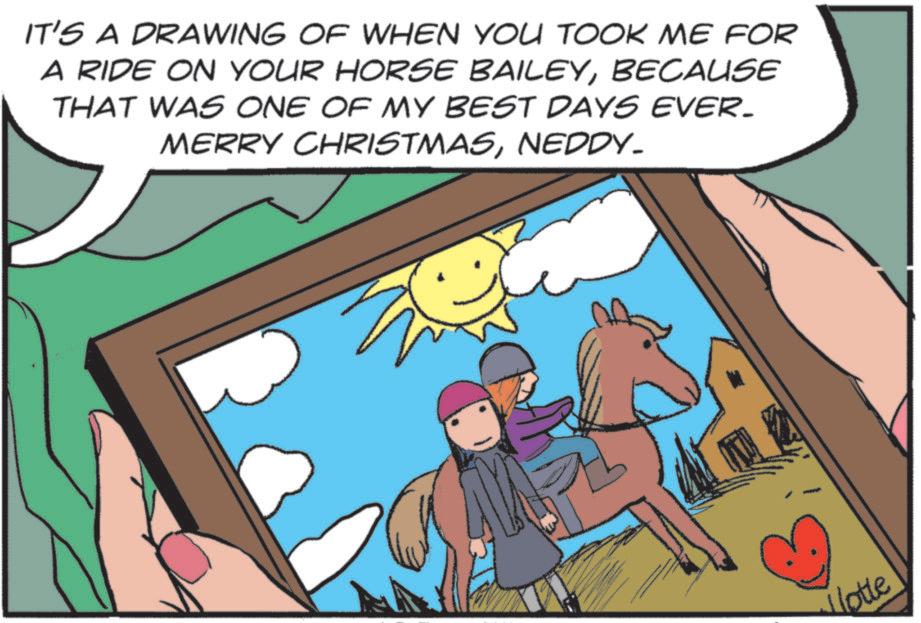 Horse OCR: IT'S A DRAWING OF WHEN YOU TOOK ME FOR A RIDE ON YOUR HORSE BAILEYBECAUSE THAT WAS ONE OF MY BEST DAYS EVER_ MERRY CHRISTMASNEDDY. lotle IT'S A DRAWING OF WHEN YOU TOOK ME FOR A RIDE ON YOUR HORSE BAILEYBECAUSE THAT WAS ONE OF MY BEST DAYS EVER_ MERRY CHRISTMASNEDDY . lotle