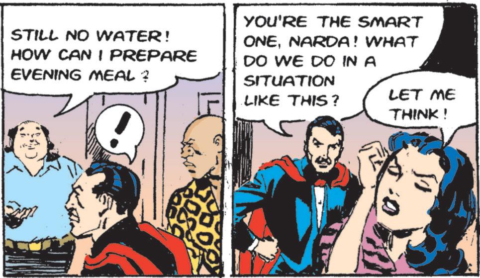 Animated cartoon OCR: STILL NO WATER! HOW CAN I PREPARE EVENING MEAL ? YOU'RE THE SMART ONENARDA! WHAT DO WE DO IN A SITUATION LIKE THIS? LET ME THINK! 0: STILL NO WATER ! HOW CAN I PREPARE EVENING MEAL ? YOU'RE THE SMART ONENARDA ! WHAT DO WE DO IN A SITUATION LIKE THIS ? LET ME THINK ! 0 :