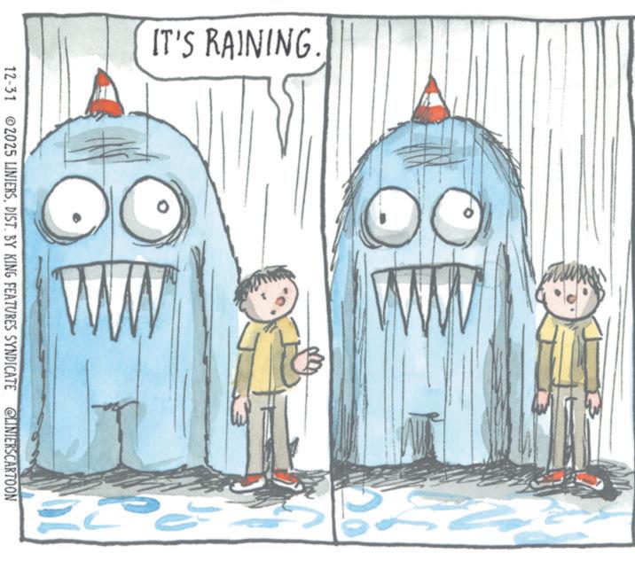 Book OCR: IT'S RAINING. 12-31 2025 LINIERSDIST. BY KING FEATURES SYNDICATE @LINIERSCARTOON O www IT'S RAINING . 12-31 2025 LINIERSDIST . BY KING FEATURES SYNDICATE @LINIERSCARTOON O www