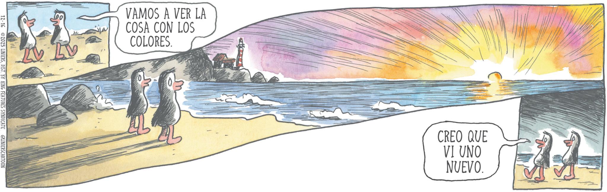 DIST. BY KING FEATURES SYNDICATE @LINIERS CARTOON VAMOS A VER LA COSA CON LOS COLORES. 10 CREO QUE VI UNO NUEVO. 12-16 2025 LINIERSDIST . BY KING FEATURES SYNDICATE @LINIERS CARTOON VAMOS A VER LA COSA CON LOS COLORES . 10 CREO QUE VI UNO NUEVO .