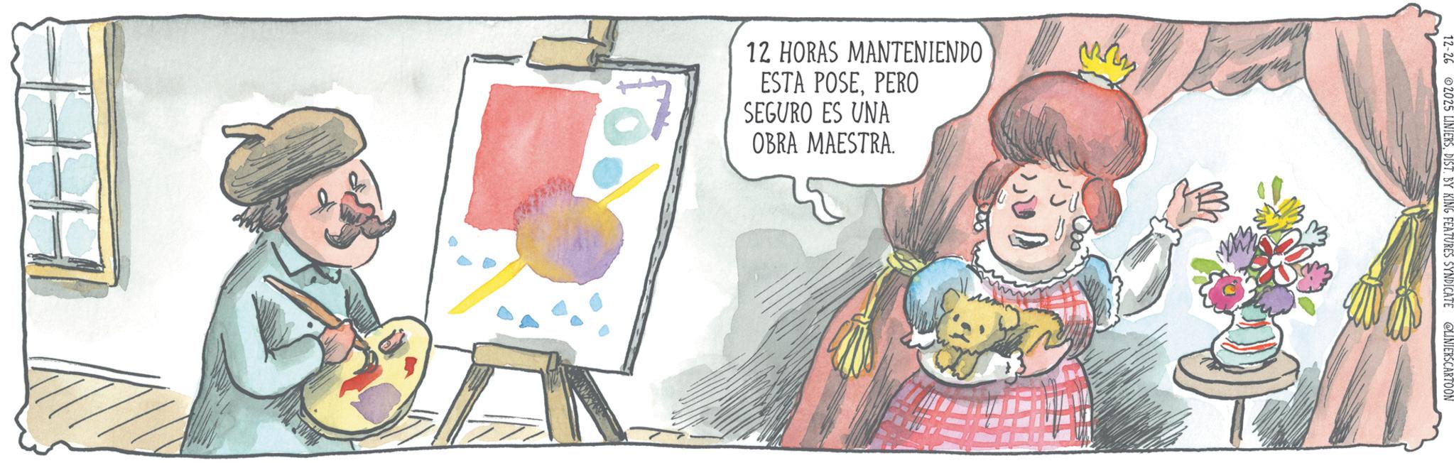 Publication OCR: 12 HORAS MANTENIENDO ESTA POSEPERO SEGURO ES UNA OBRA MAESTRA. ??? 12-26 2025 LINIERSDIST. BY KING FEATURES SYNDICATE @LINIERSCARTOON 12 HORAS MANTENIENDO ESTA POSEPERO SEGURO ES UNA OBRA MAESTRA . ??? 12-26 2025 LINIERSDIST . BY KING FEATURES SYNDICATE @LINIERSCARTOON