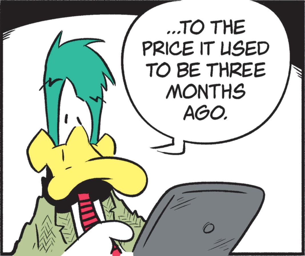 Fiction OCR: ...TO THE PRICE IT USED TO BE THREE MONTHS AGO. ... TO THE PRICE IT USED TO BE THREE MONTHS AGO .