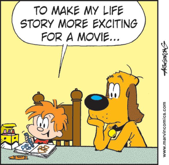 Conversation OCR: TO MAKE MY LIFE STORY MORE EXCITING FOR A MOVIE... www.marvincomics.com ARMSTRONG TO MAKE MY LIFE STORY MORE EXCITING FOR A MOVIE ... www.marvincomics.com ARMSTRONG