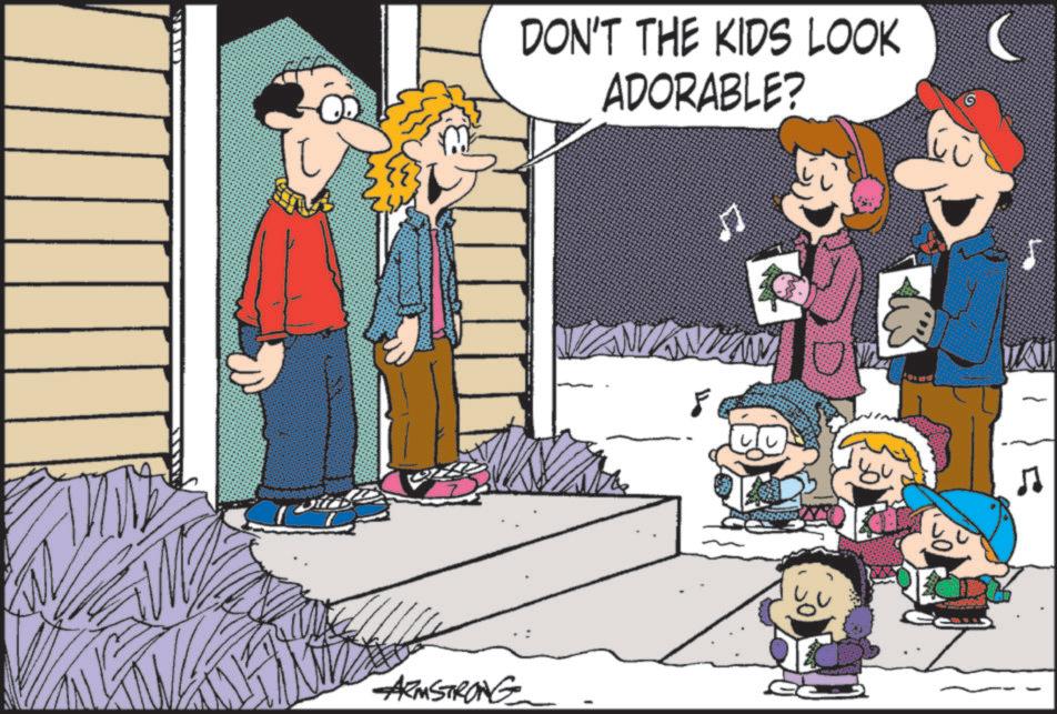 Animated cartoon OCR: ARMSTRONG DON'T THE KIDS LOOK ADORABLE? ? ARMSTRONG DON'T THE KIDS LOOK ADORABLE ? ?