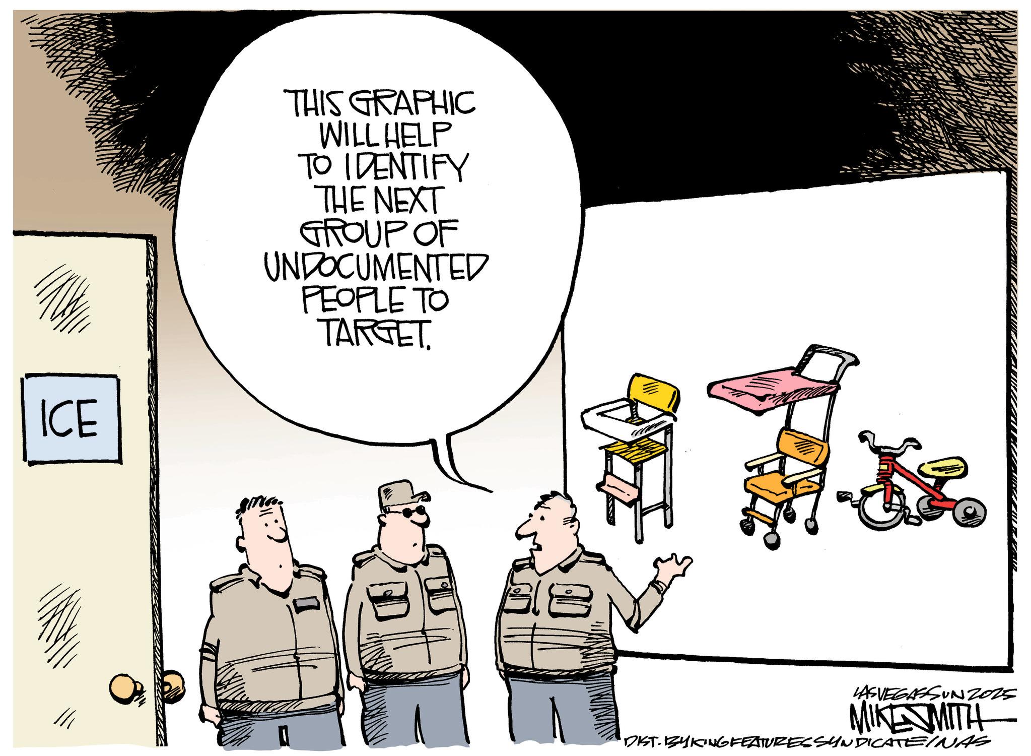 Photo caption OCR: ICE THIS GRAPHIC WILL HELP TO IDENTIFY THE NEXT GROUP OF UNDOCUMENTED PEOPLE TO TARGET. LASVEGASSUNZ025 MIKE MITH DIST.BYKING FEATURES SYNDICATEINAS ICE THIS GRAPHIC WILL HELP TO IDENTIFY THE NEXT GROUP OF UNDOCUMENTED PEOPLE TO TARGET . LASVEGASSUNZ025 MIKE MITH DIST.BYKING FEATURES SYNDICATEINAS