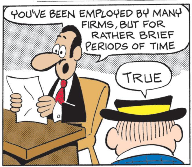 Debate OCR: YOU'VE BEEN EMPLOYED BY MANY FIRMSBUT FOR RATHER BRIEF PERIODS OF TIME TRUE YOU'VE BEEN EMPLOYED BY MANY FIRMSBUT FOR RATHER BRIEF PERIODS OF TIME TRUE