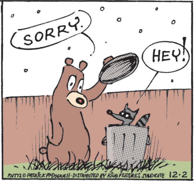 Brown bear OCR: 0 SORRY. 2 HEY! MUTTS & PATRICK MCDONNEll. DISTRIBUTED BY KING FEATURES SYNDICATE 12.2 0 SORRY . 2 HEY ! MUTTS & PATRICK MCDONNEll . DISTRIBUTED BY KING FEATURES SYNDICATE 12.2