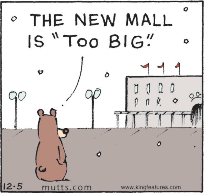 Animation OCR: THE NEW MALL IS "Too BIG" 12.5 mutts.com www.kingfeatures.com THE NEW MALL IS " Too BIG " 12.5 mutts.com www.kingfeatures.com