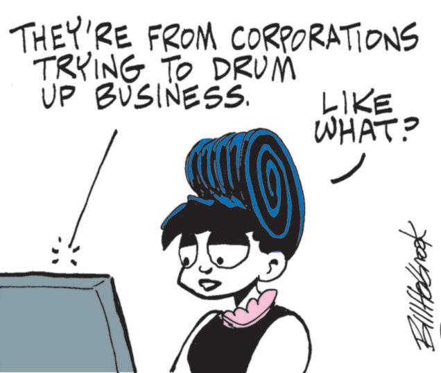 Fiction OCR: ?? THEY'RE FROM CORPORATIONS TRYING TO DRUM UP BUSINESS. LIKE WHAT? ??????? ?? THEY'RE FROM CORPORATIONS TRYING TO DRUM UP BUSINESS . LIKE WHAT ? ???????