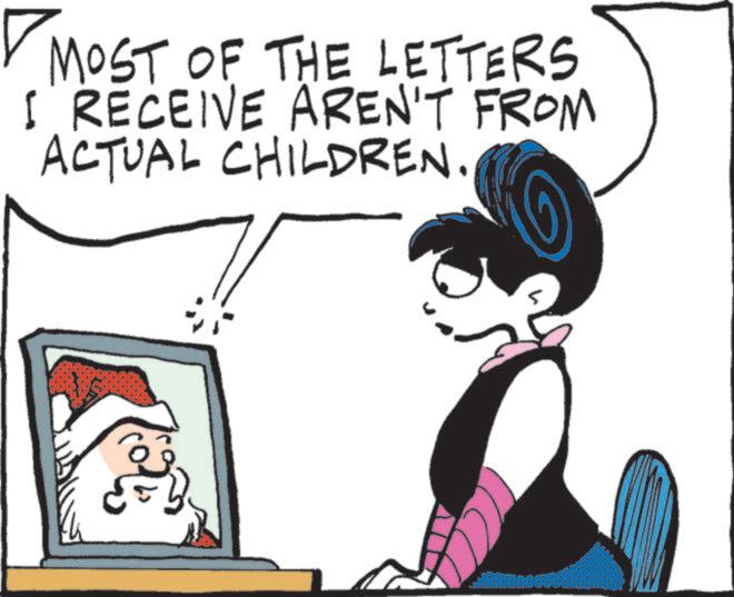 Line art OCR: MOST OF THE LETTERS I RECEIVE AREN'T FROM ACTUAL CHILDREN. MOST OF THE LETTERS I RECEIVE AREN'T FROM ACTUAL CHILDREN .