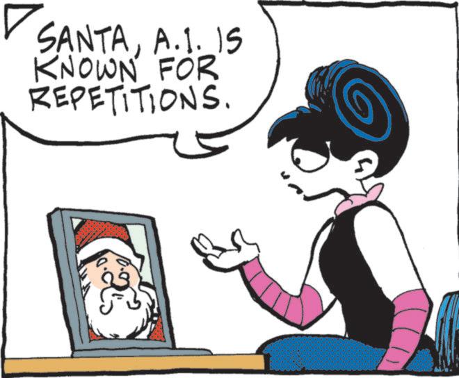 Animated cartoon OCR: SANTAA.1. IS KNOWN FOR REPETITIONS. SANTAA.1 . IS KNOWN FOR REPETITIONS .