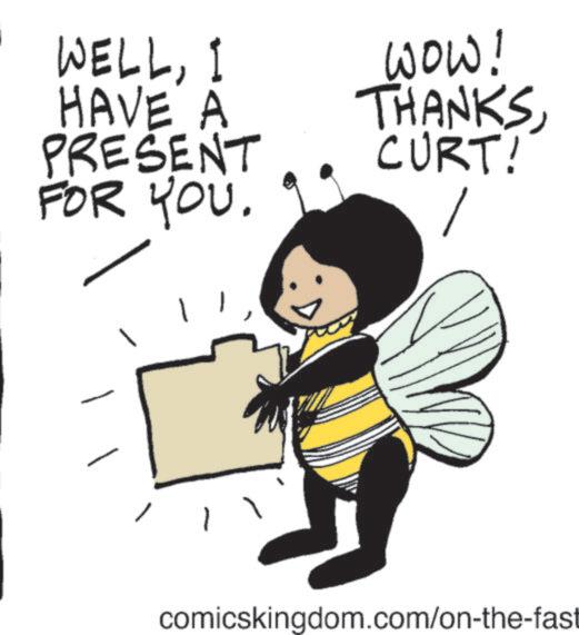 Pest OCR: WELLI HAVE A PRESENT FOR YOU. 1 wow! THANKSCURT! comicskingdom.com/on-the-fast WELLI HAVE A PRESENT FOR YOU . 1 wow ! THANKSCURT ! comicskingdom.com/on-the-fast