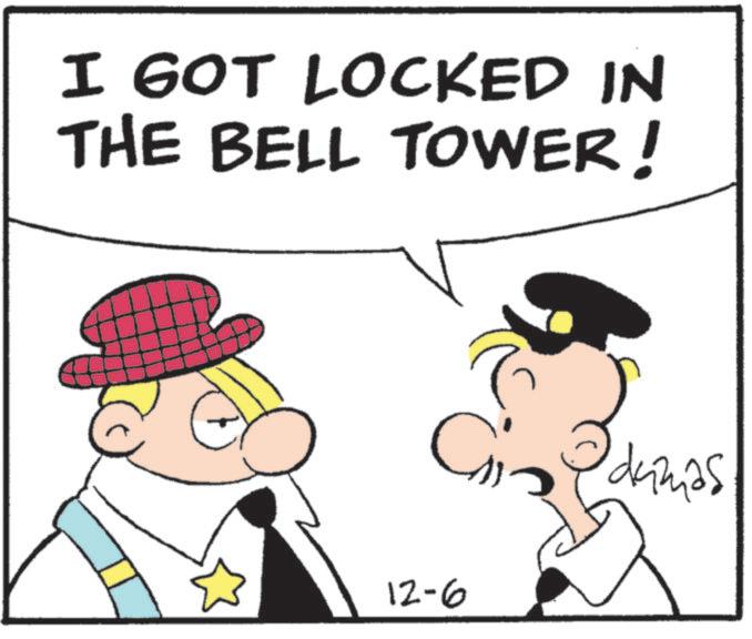 Costume Hat OCR: I GOT LOCKED IN THE BELL TOWER! 12-6 Odumas! I GOT LOCKED IN THE BELL TOWER ! 12-6 Odumas !