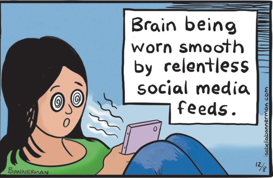 Telephony OCR: BANNERMAN Brain being worn smooth by relentless social media 0 feeds. 12/8 isabellabannerman.com BANNERMAN Brain being worn smooth by relentless social media 0 feeds . 12/8 isabellabannerman.com