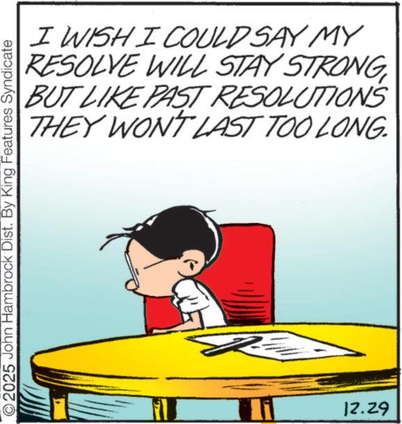 Child OCR: I WISH I COULD SAY MY RESOLVE WILL STAY STRONGBUT LIKE PAST RESOLUTIONS THEY WON'T LAST TOO LONG. O2025 John Hambrock Dist. By King Features Syndicate 12.29 I WISH I COULD SAY MY RESOLVE WILL STAY STRONGBUT LIKE PAST RESOLUTIONS THEY WON'T LAST TOO LONG . O2025 John Hambrock Dist . By King Features Syndicate 12.29