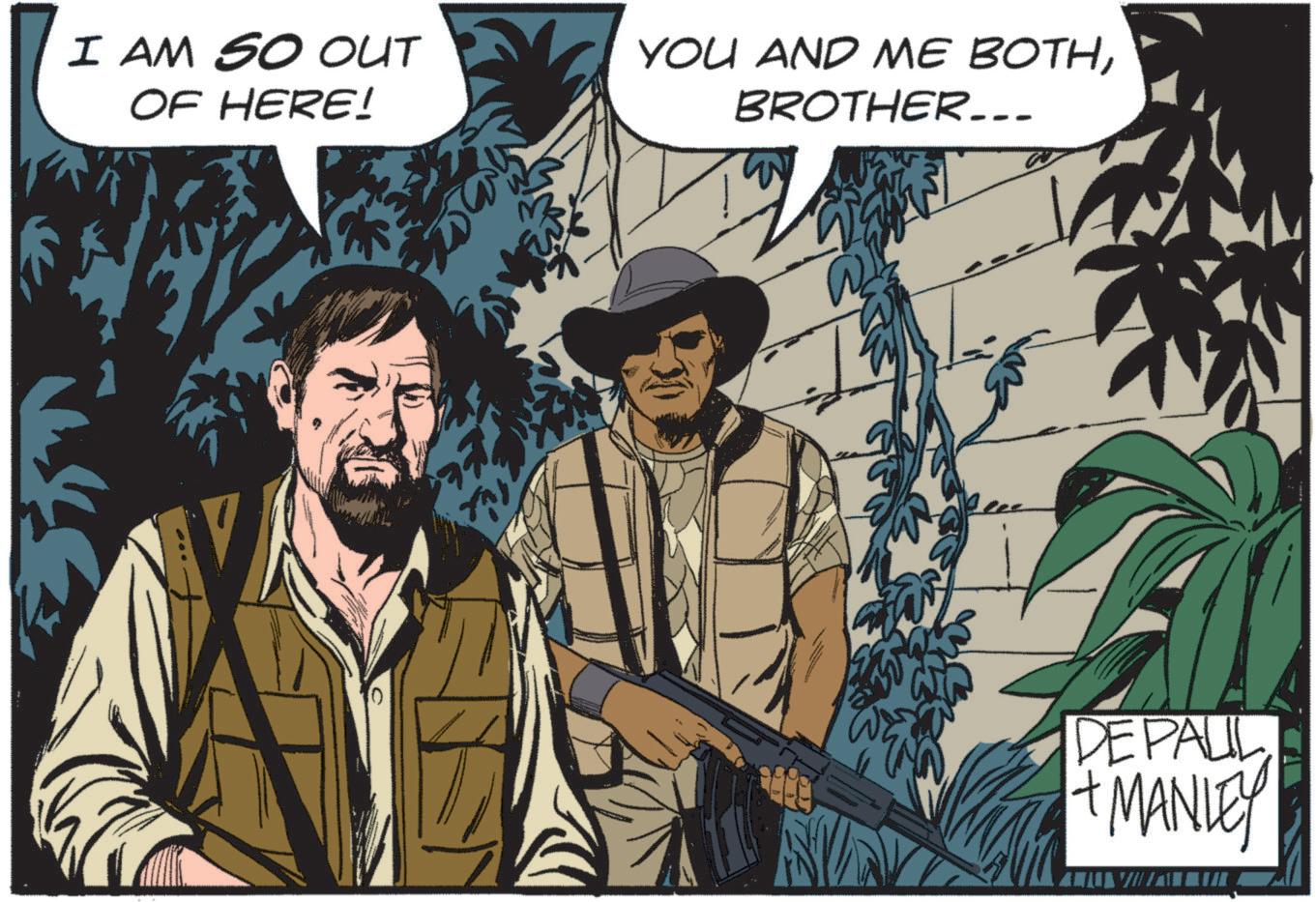 Animated cartoon OCR: I AM SO OUT OF HERE! YOU AND ME BOTHBROTHER... DEPALL +MANLEY I AM SO OUT OF HERE ! YOU AND ME BOTHBROTHER ... DEPALL + MANLEY