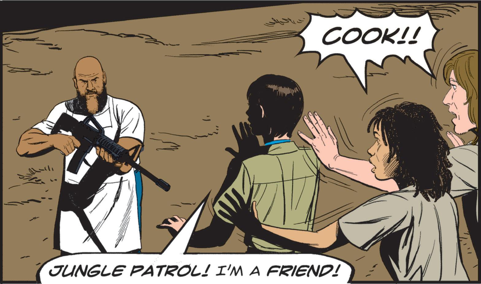 Shooting OCR: COOK!! JUNGLE PATROL! I'M A FRIEND! COOK !! JUNGLE PATROL ! I'M A FRIEND !