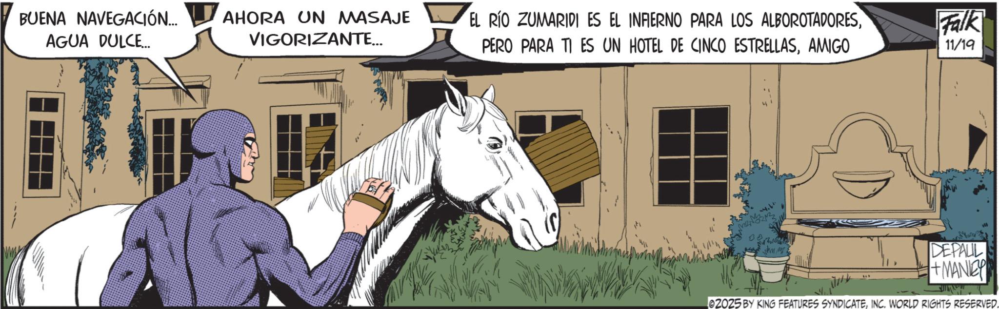 Livestock OCR: BUENA NAVEGACIÓN... AGUA DULCE... AHORA UN MASAJE VIGORIZANTE... EL RÍO ZUMARIDI ES EL INFIERNO PARA LOS ALBOROTADORESAMIGO Falk 11/19 DEPALL +MANIEY 02025 BY KING FEATURES SYNDICATEINC. WORLD RIGHTS RESERVED. BUENA NAVEGACIÓN ... AGUA DULCE ... AHORA UN MASAJE VIGORIZANTE ... EL RÍO ZUMARIDI ES EL INFIERNO PARA LOS ALBOROTADORESPERO PARA TI ES UN HOTEL DE CINCO ESTRELLASAMIGO Falk 11/19 DEPALL + MANIEY 02025 BY KING FEATURES SYNDICATEINC . WORLD RIGHTS RESERVED .