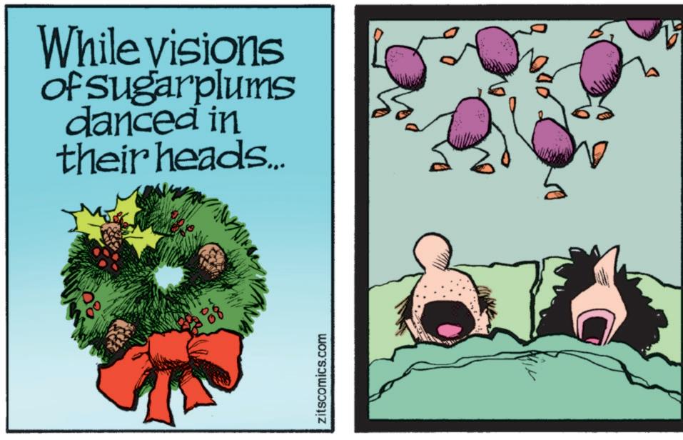 Christmas tree OCR: While visions of Sugarplums danced in their heads... ?? //// 00 zitscomics.com While visions of Sugarplums danced in their heads ... ?? //// 00 zitscomics.com