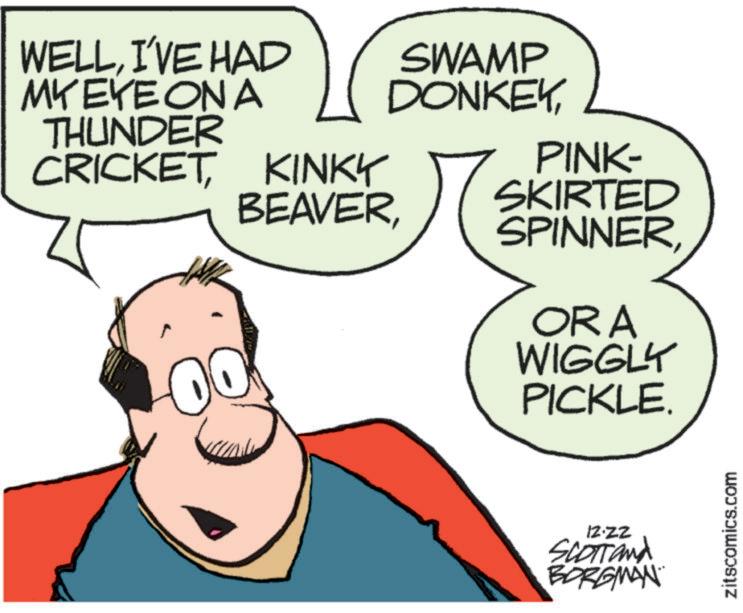 Comics OCR: WELLI'VE HAD SWAMP MY EYE ON A DONKEYTHUNDER CRICKETKINKY PINK- BEAVERSKIRTED SPINNEROR A WIGGLY PICKLE. 12.ZZ SCOTTand BORGMAN zitscomics.com WELLI'VE HAD SWAMP MY EYE ON A DONKEYTHUNDER CRICKETKINKY PINK- BEAVERSKIRTED SPINNEROR A WIGGLY PICKLE . 12.ZZ SCOTTand BORGMAN zitscomics.com