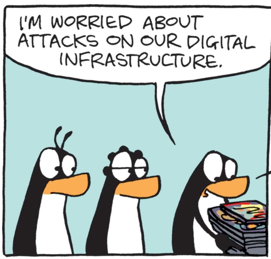 Photo caption OCR: I'M WORRIED ABOUT ATTACKS ON OUR DIGITAL INFRASTRUCTURE. I'M WORRIED ABOUT ATTACKS ON OUR DIGITAL INFRASTRUCTURE .