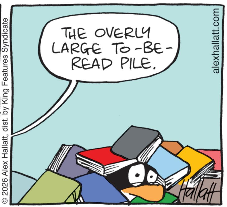 Graphics OCR: © 2026 Alex Hallattdist. by King Features Syndicate READ PILE. LARGE TO-BE- THE OVERLY Hallatt alexhallatt.com © 2026 Alex Hallattdist . by King Features Syndicate READ PILE . LARGE TO - BE- THE OVERLY Hallatt alexhallatt.com
